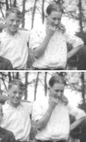 The original image was speckled with tiny circular stains. The edited version (below) has the flaws removed.